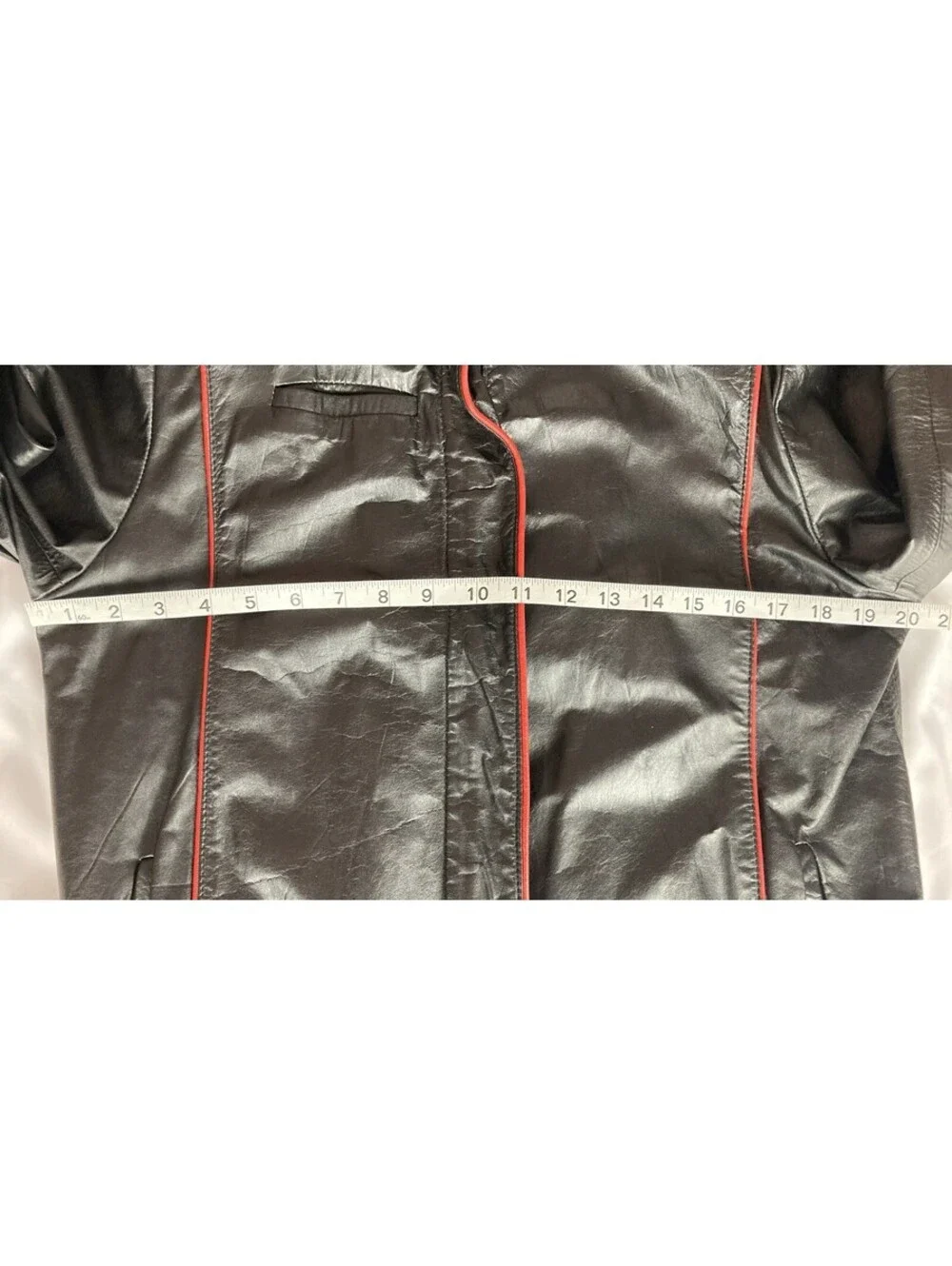 Women’s Size 10 Cordovan The Fashion Look Genuine Leather Jacket Black Red Trim
